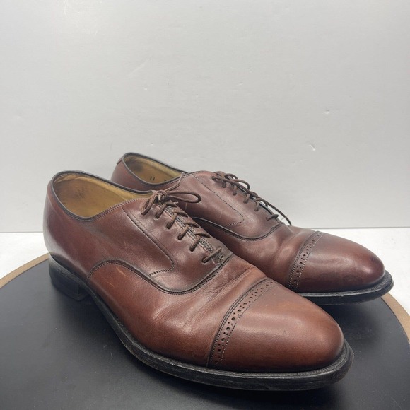 JOHNSTON‎ & MURPHY Flynch Cap Toe Calfskin Dress Shoes Brown Italy Men 11.5 main image 4